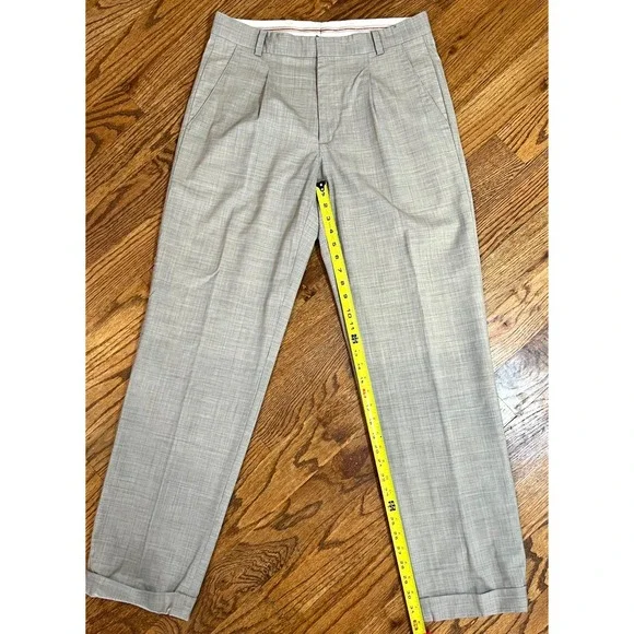 Tiger Woods Collection Men's Dress Pants 34x34 (Meas 31 L) Grey Wool Pleated Cuf - Picture 13 of 13